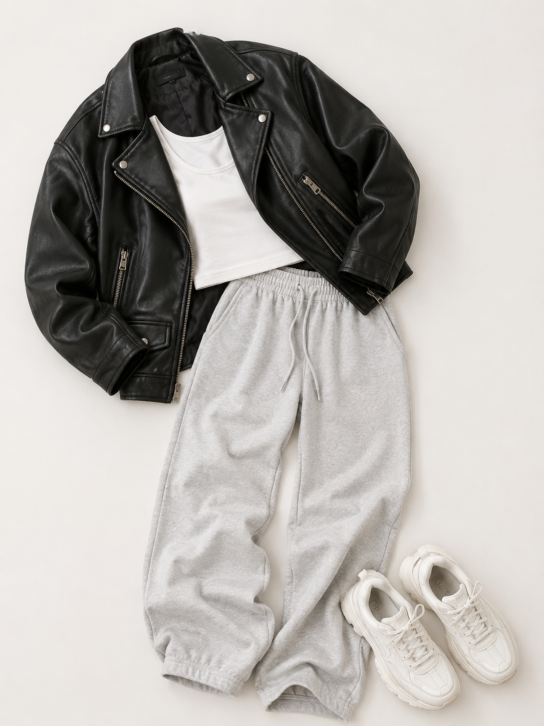 Leather sweats outfit